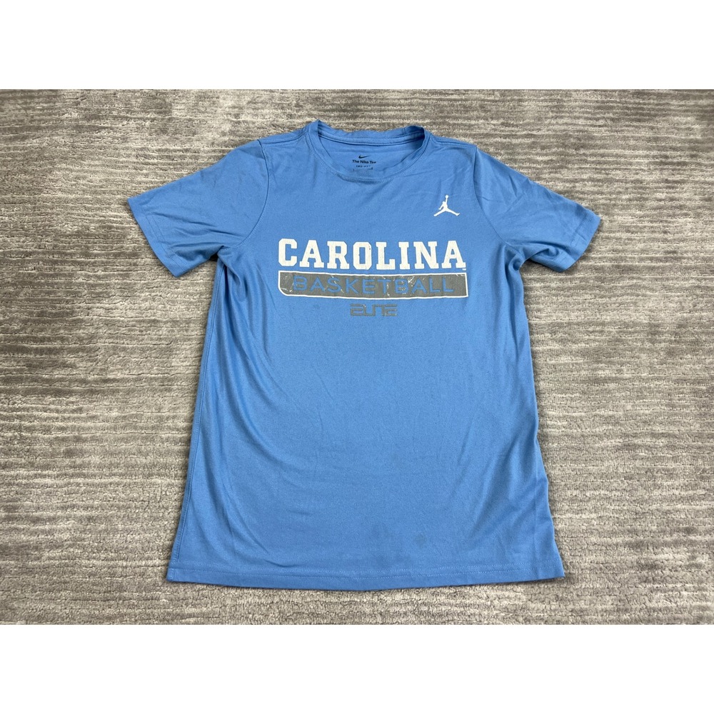 Nike Jordan T-Shirt Boys L Blue Carolina Basketball Elite Dri-FIT Graphic Tee